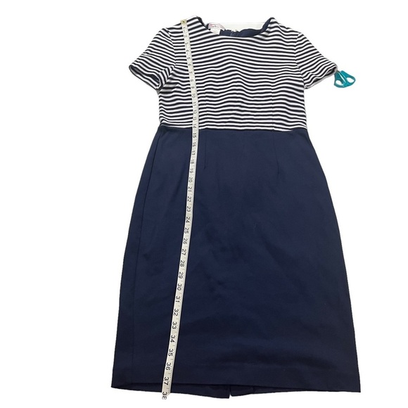 Talbots USA Made Navy White Stripe Top Navy Bottom Jersey Knit Dress Sz 8 Yacht - Picture 8 of 10